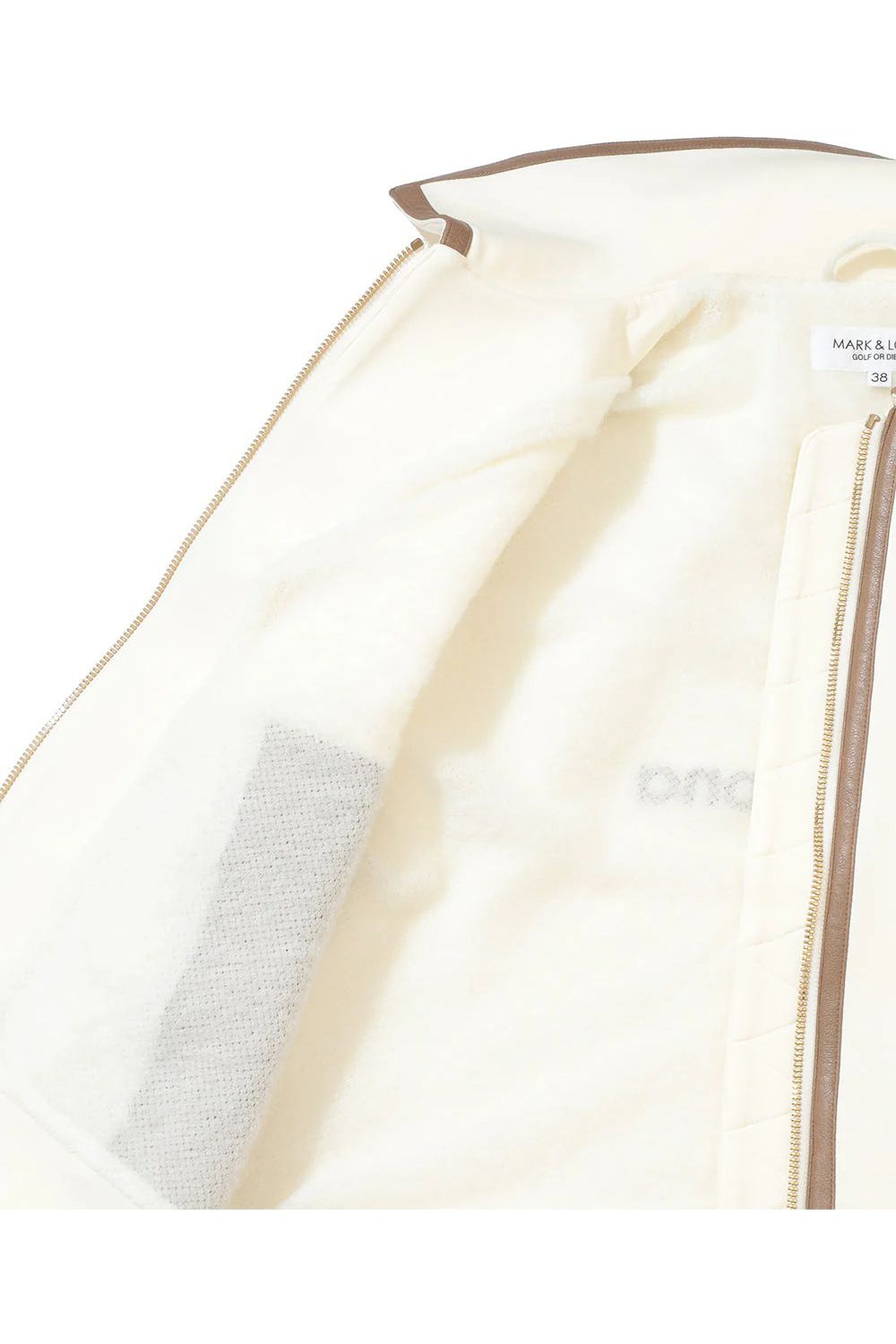 【2025AW】【レディース】 VERA SCUBA KNIT BLOUSON / ダンボールニット レザーパイピング ジップアップブルゾン (オフホワイト)