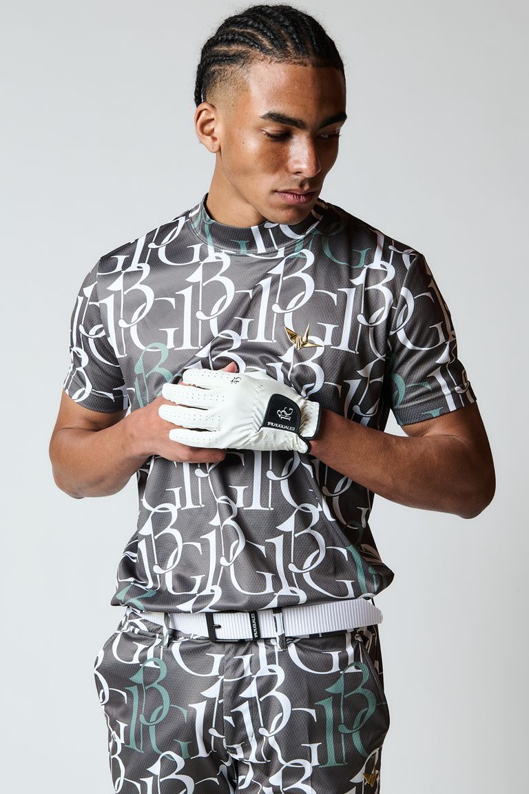 1PIU1UGUALE3 GOLF - 113G MIX LOGO S/S MOCK / 113Gロゴ総柄 半袖  