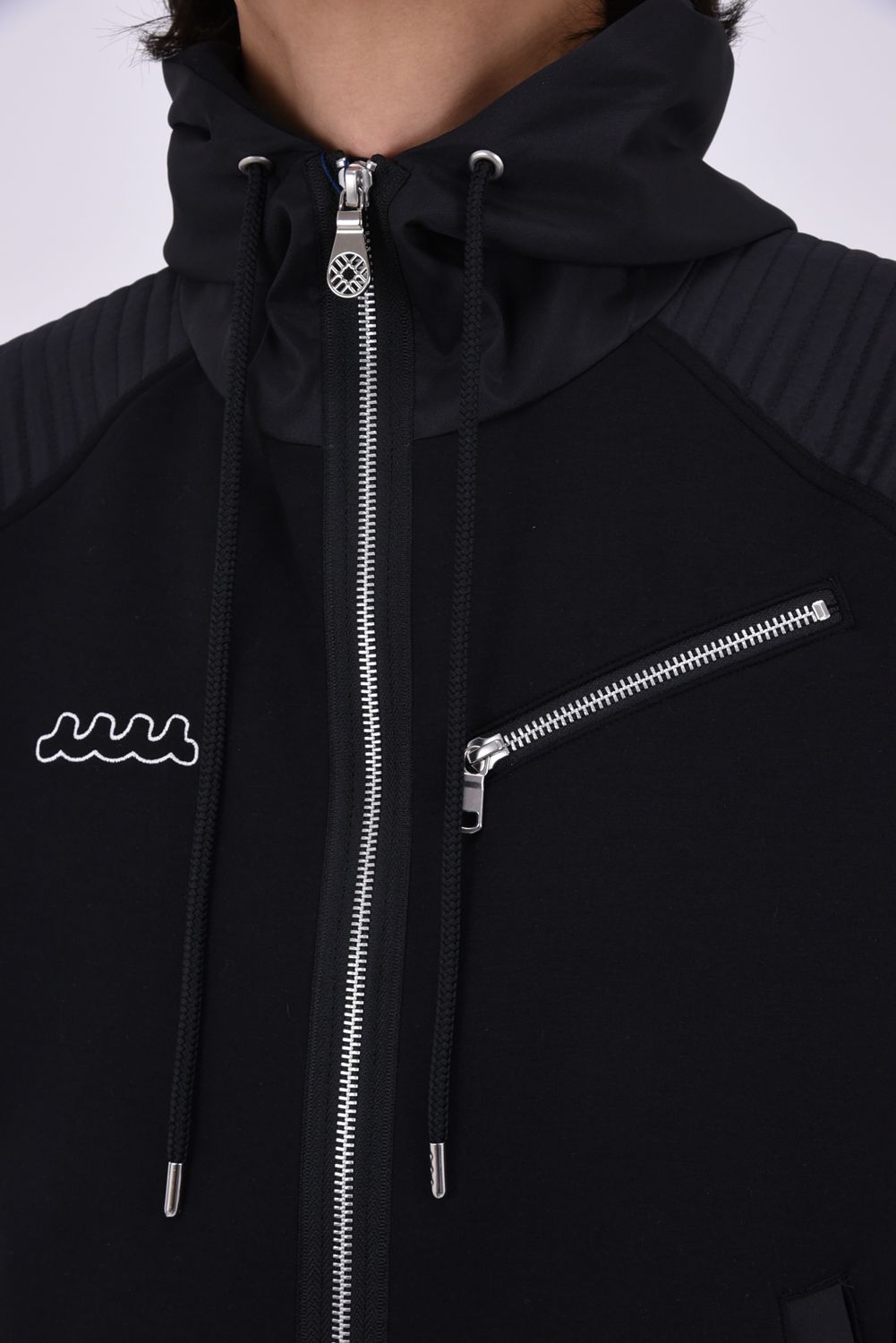 【26AW】【muta MARINE * ACANTHUS】 DOUBLE-KNIT BIKER PARKA / ダンボールニット バイカラー ジップアップバイカーパーカー (ブラック)