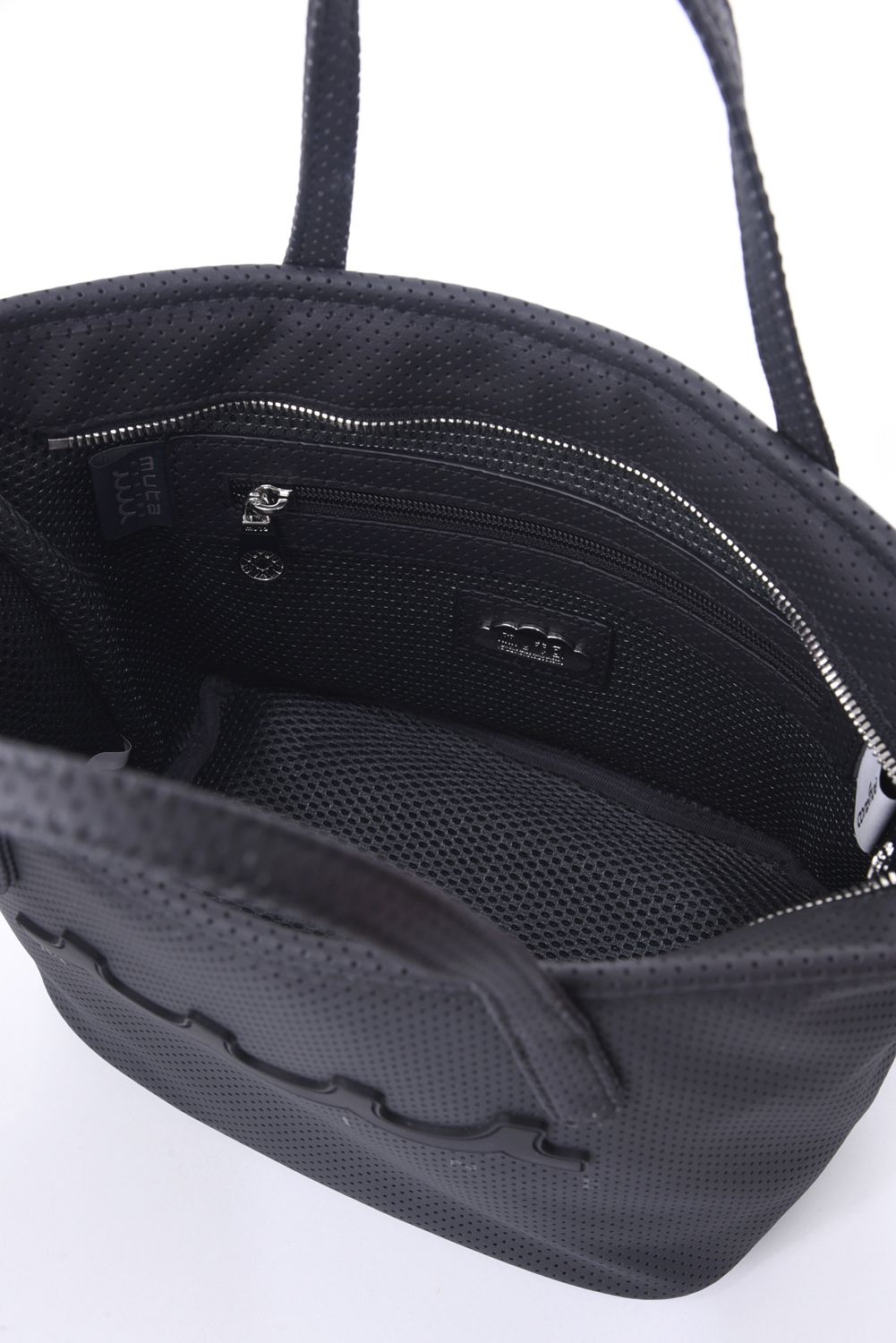 CONTINUA PERFORATED ETHICAL LEATHER MINI TOTE BAG / パンチングエシカルレザー ミニトートバッグ (ブラック)