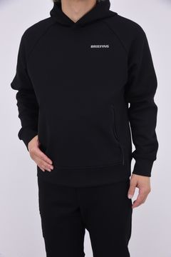 MEN'S WARM 3D LOGO HOODIE / 3Dロゴ ストレッチジャージ プルオーバー フーディー (ブラック)