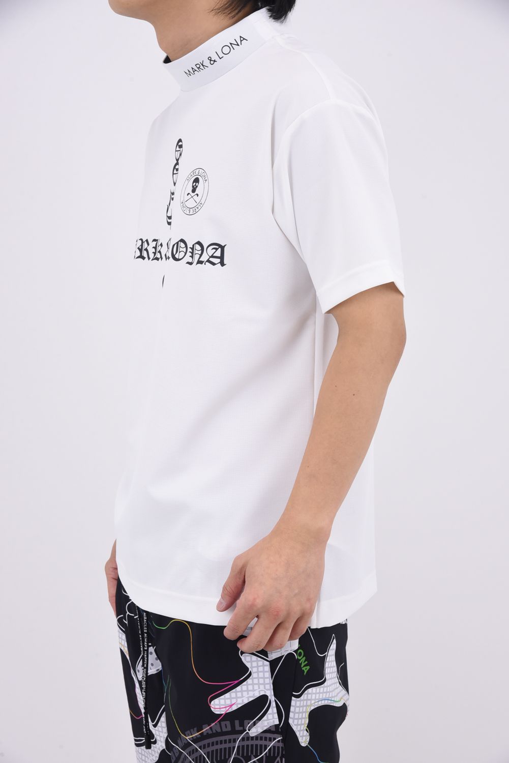 【26SS】 CROCE WAFFLE MOCK NECK TEE / ナイロンワッフル ブラックレターロゴ モックネックTシャツ (ホワイト)