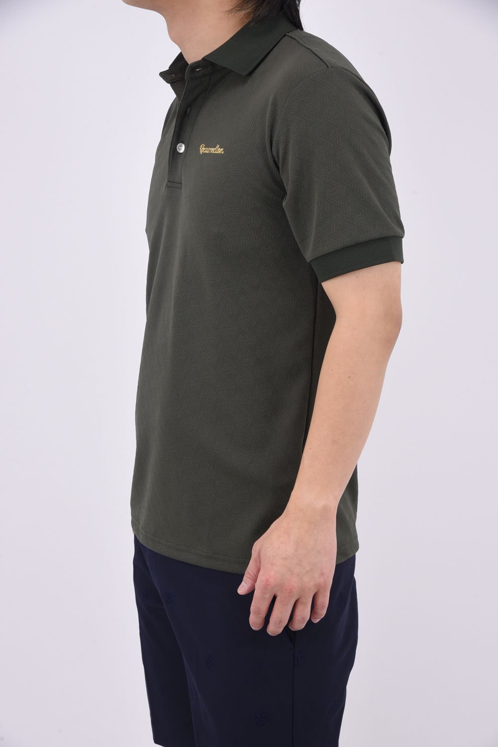 【25SS】 MENS GM JACQUARD POLO / オリジナルテキスタイルジャガード ポロシャツ (カーキ)