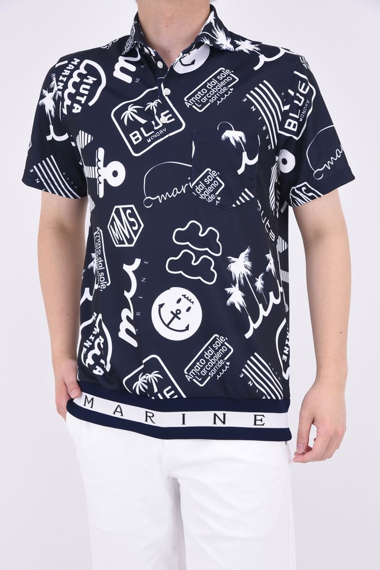 muta - HEM RIB RANDOM LOGO POLO / ヘムリブ ランダムロゴ ポロシャツ 