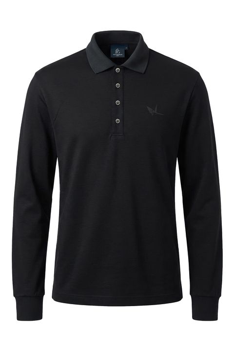 【26AW】 Wool Collar LogoLong Sleeve Polo / ウール カラー ロゴ 長袖ポロTシャツ (ブラック)