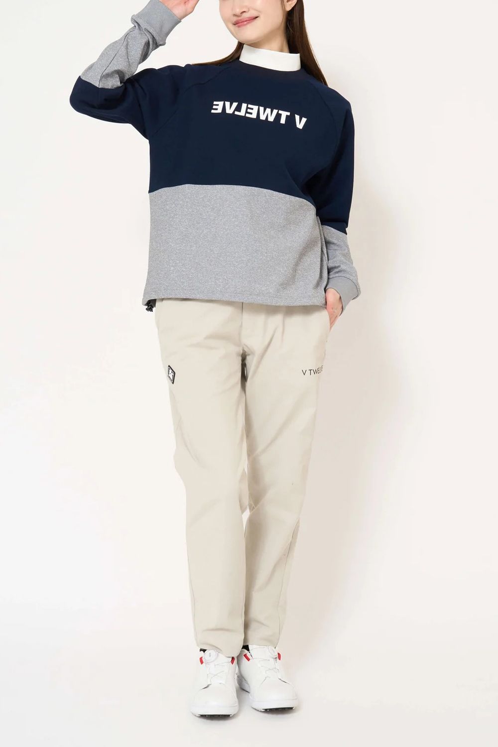 【26AW】 【レディース】 REVERSE CREW / バイカラー 反転ロゴ スウェット (ネイビー)