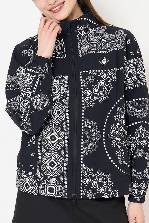 【26AW】 【レディース】 MOLD BAN JKT / バンダナ総柄 バックモールドロゴ ナイロンジャケット (ブラック)