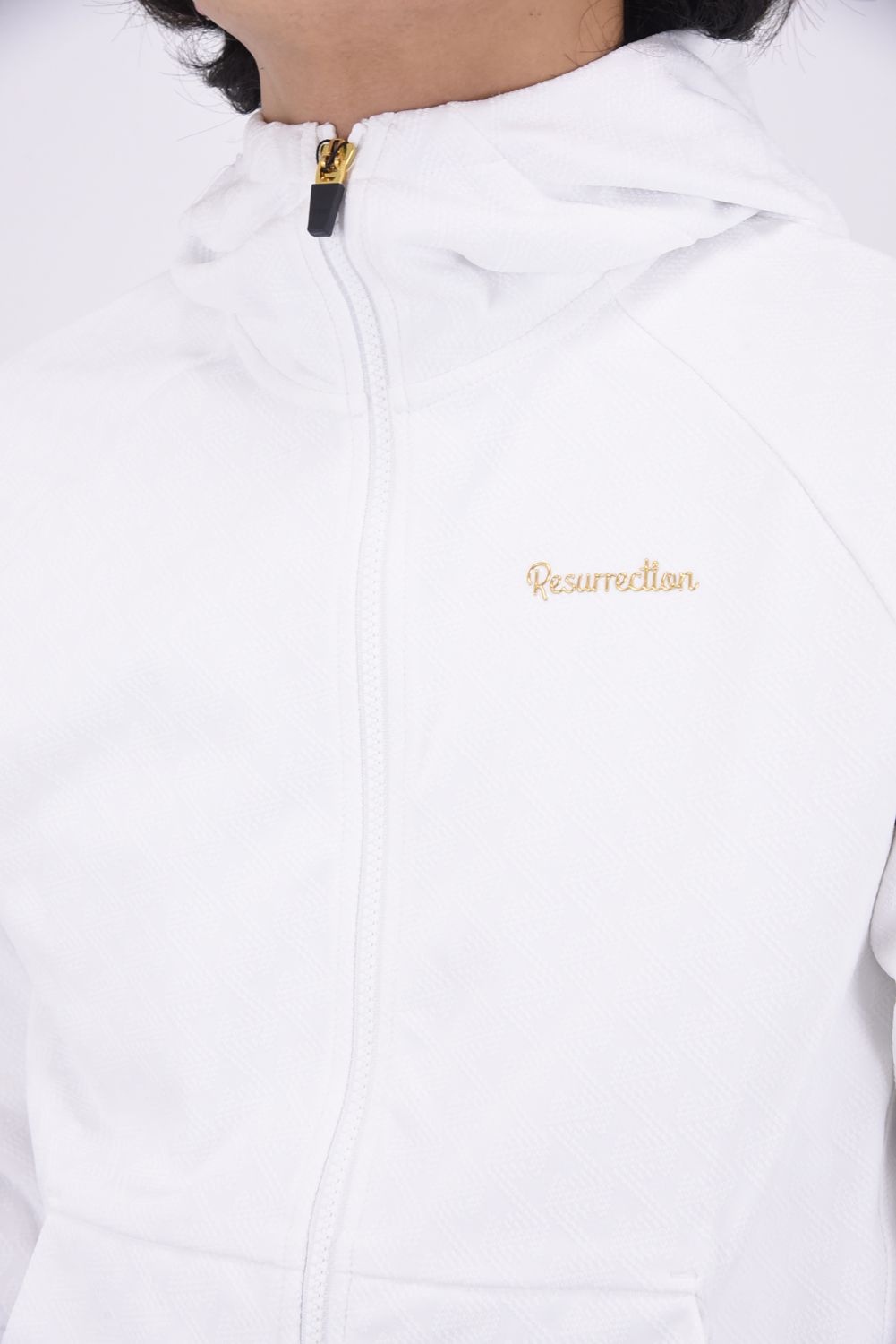 MENS GM JACQUARD ZIP UP HOODIE /  GMジャガード ジップアップ パーカー (ホワイト)