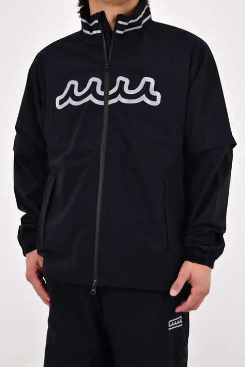 【26SS】 2WAY RAIN JACKET / バックロゴ 袖切り替え 2WAYレインジャケット (ブラック)