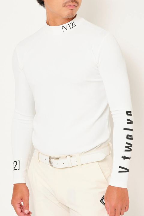 【ポイント10倍】 LOGO INNER MOCK / 接触冷感 UVカット ロングスリーブ モックネック インナーTシャツ (ホワイト)