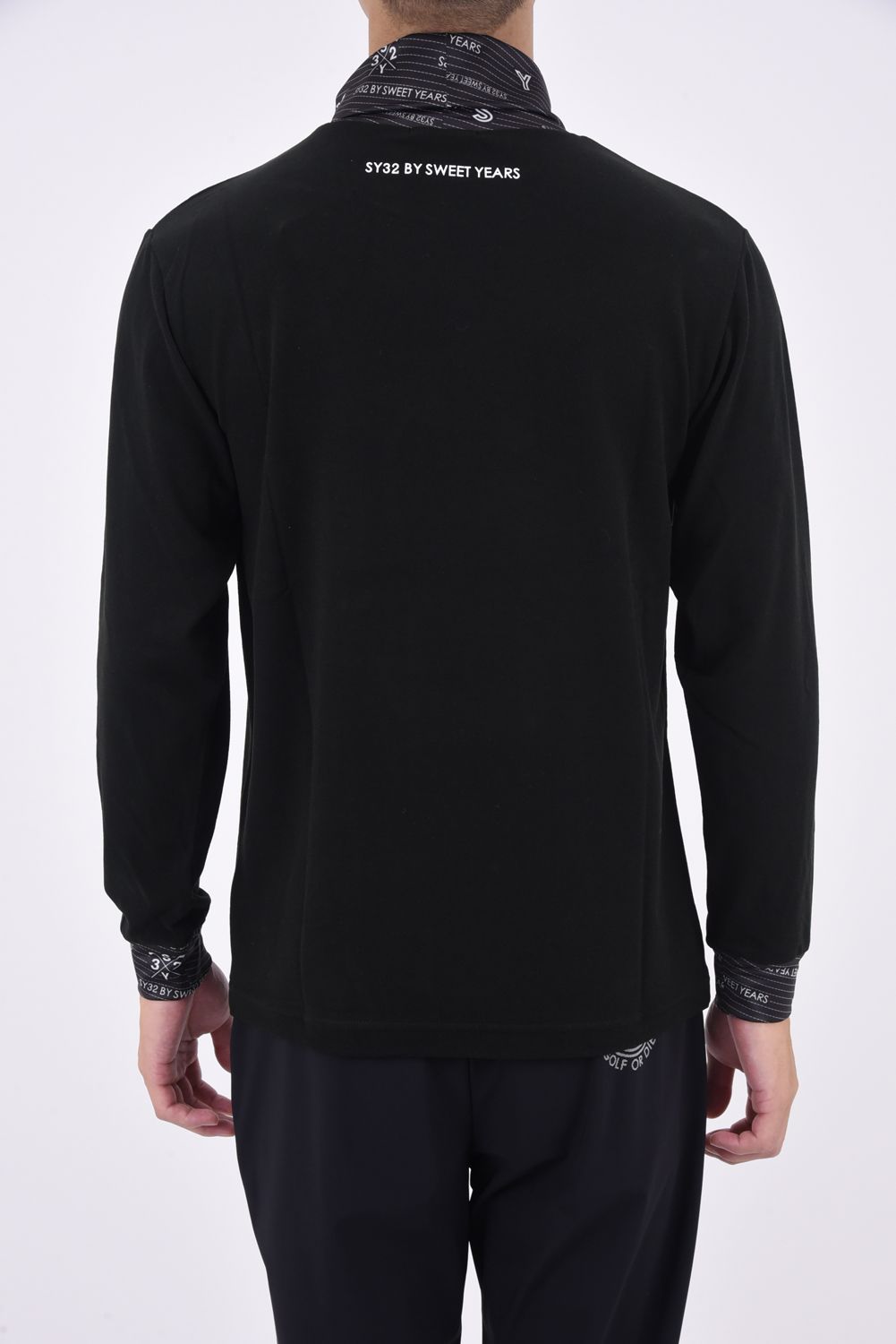 NECK GRAPHIC PREMIEREWARM SHIRTS / ロゴ マイクロフリース タートルネックシャツ ブラック*