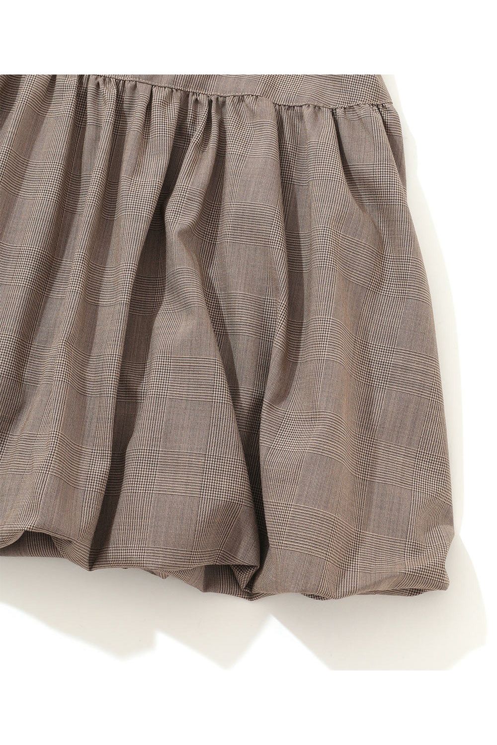 【2025AW】【レディース】 LUMINOUS GLEN BALLOON SKIRT / グレンチェック バルーンスカート (インナーパンツ付き) (ブラウン)