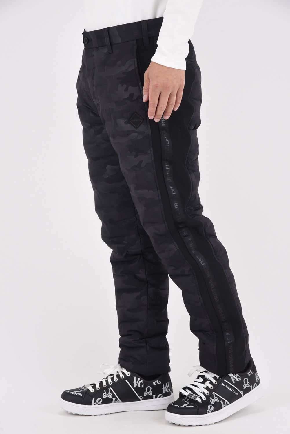 【25AW】 MEN'S HYBRID DOWN PANTS / ストレッチタフタ ダイヤモンドロゴ ハイブリッドダウンパンツ (ブラック/カモ)