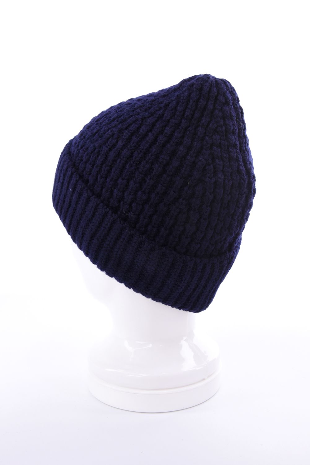 【26AW】 MEN’S WR WOOL KNIT BEANIE / ブランドロゴパッチ リブ編みニットビーニー (ネイビー)