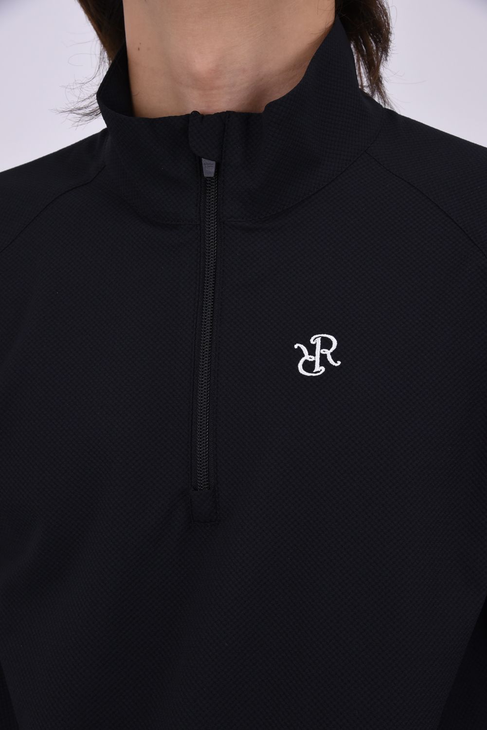 【26AW】 MENS DETACHABLE HALF ZIP SHIRT / ワッフル生地 スリーブデタッチャブル 2WAYハーフジップシャツ (ブラック)*