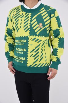 M.C.D CHENILLE CREW KNIT / ブロックパターン クルーネック ジャガードニット (グリーン)