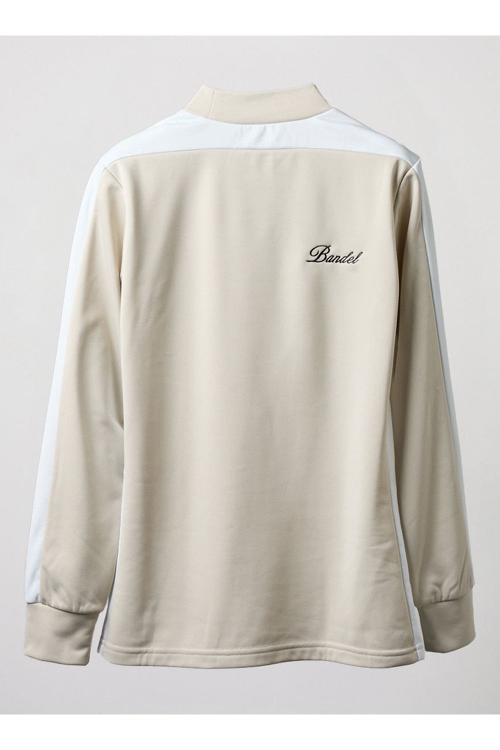 【レディース】 HOUNDSTOOTH BICOLOR L/S MOC SHIRTS / 千鳥格子柄 バイカラー ロングスリーブ モックネックシャツ (グレージュ)