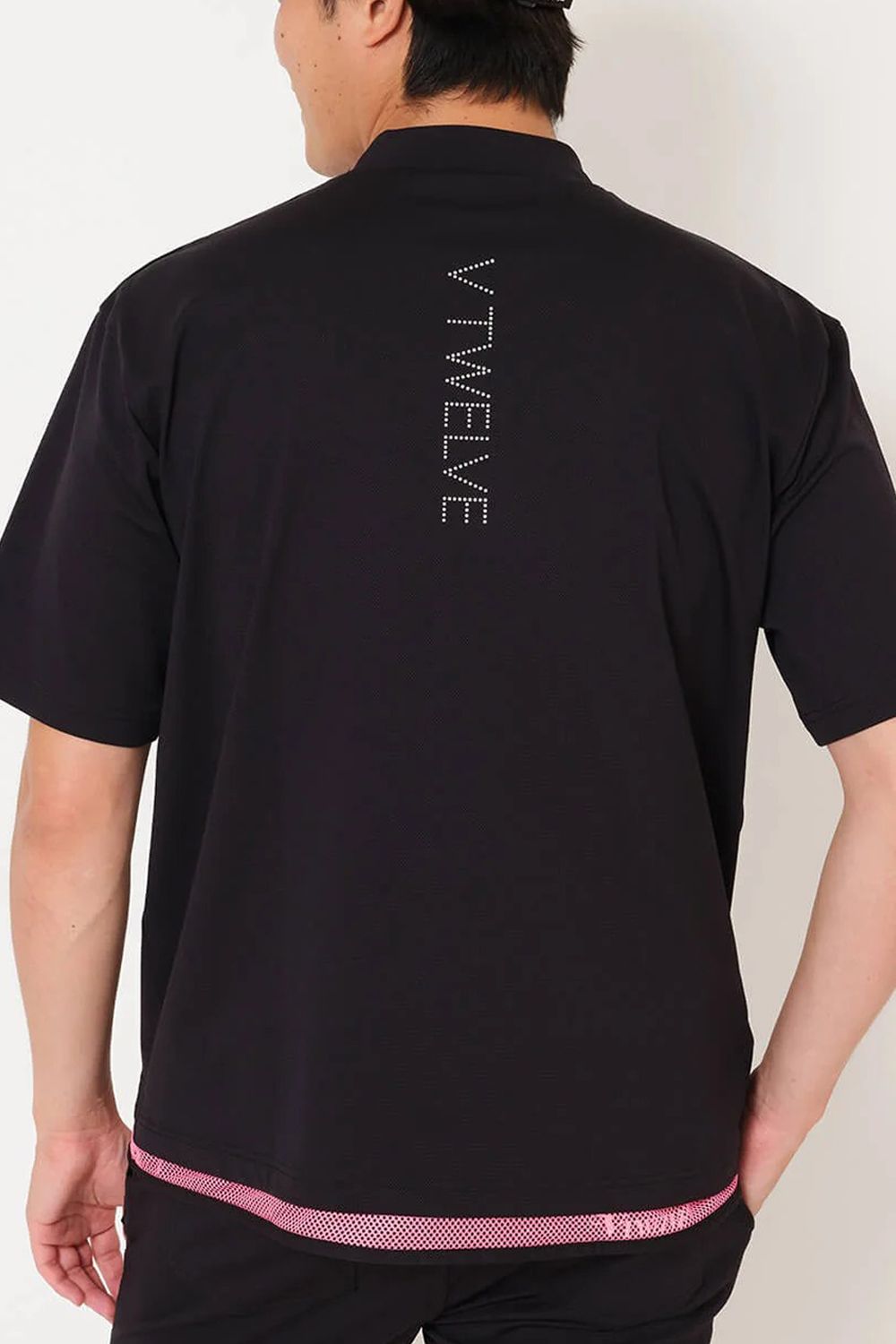 【26SS】 SNEAK MOCK / ブランドロゴ ネオンカラーライン モックネックTシャツ (ブラック)