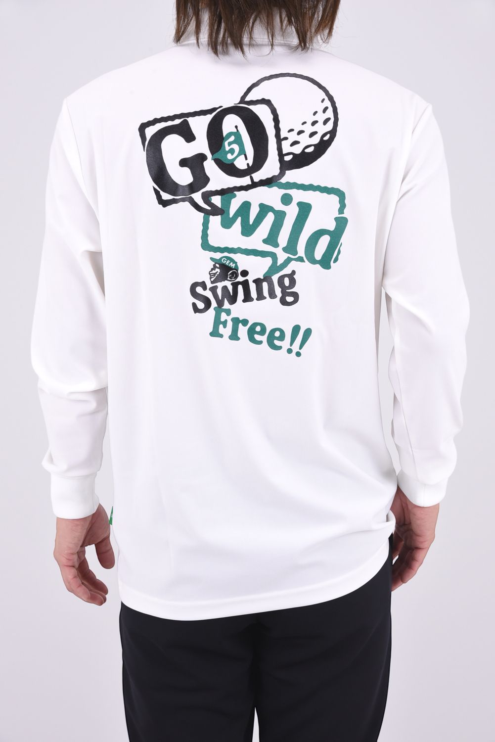 【26AW】 STRETCH KANOKO LONG SLEEVE POLO / ハイゲージカノコ素材 バックプリント 長袖ポロシャツ (ホワイト)
