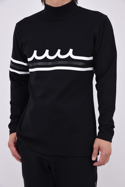 【26AW】 WARM STRETCH PONTE MOCK NECK SHIRT / ポンチ素材 WAVEライン 長袖モックネックTシャツ (ブラック)