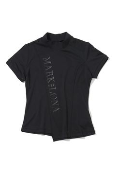 【26SS】【CODE COLLECTION】【レディース】 ATMT / アシンメトリーデザイン ブランドロゴ モックネックTシャツ (ブラック)
