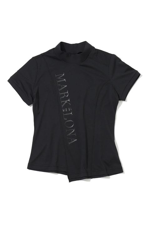 【26SS】【CODE COLLECTION】【レディース】 ATMT / アシンメトリーデザイン ブランドロゴ モックネックTシャツ (ブラック)