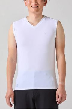 【返品・交換不可】 ICE MESH VNECK sleeveless / Vネック ノースリーブ メッシュ 機能性冷感インナー (ホワイト) (ユニセックス)