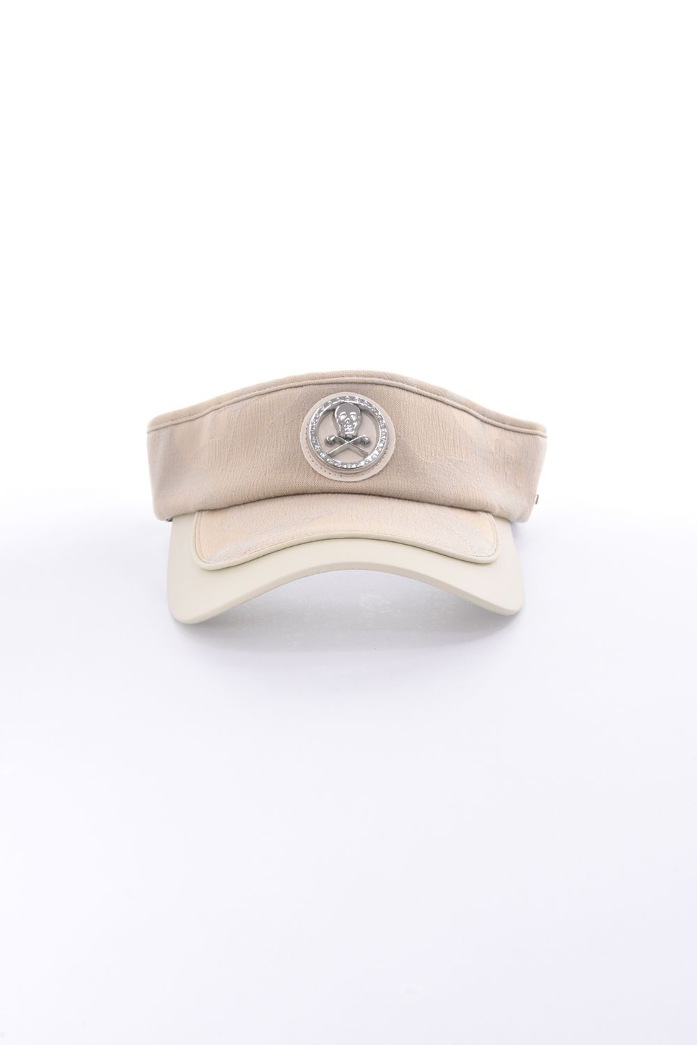 【26SS】 GAUGE CAMO LEATHER TRIM VISOR / カモフラージュパターン 異素材切り替え メタルプレート サンバイザー (ベージュ)