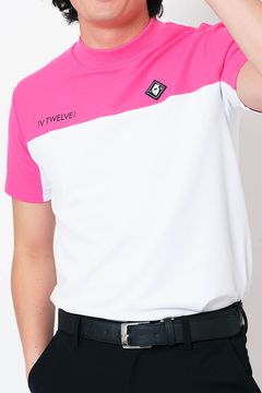 2TONE MOCK / カノコ素材 バイカラー モックネックTシャツ (ピンク)