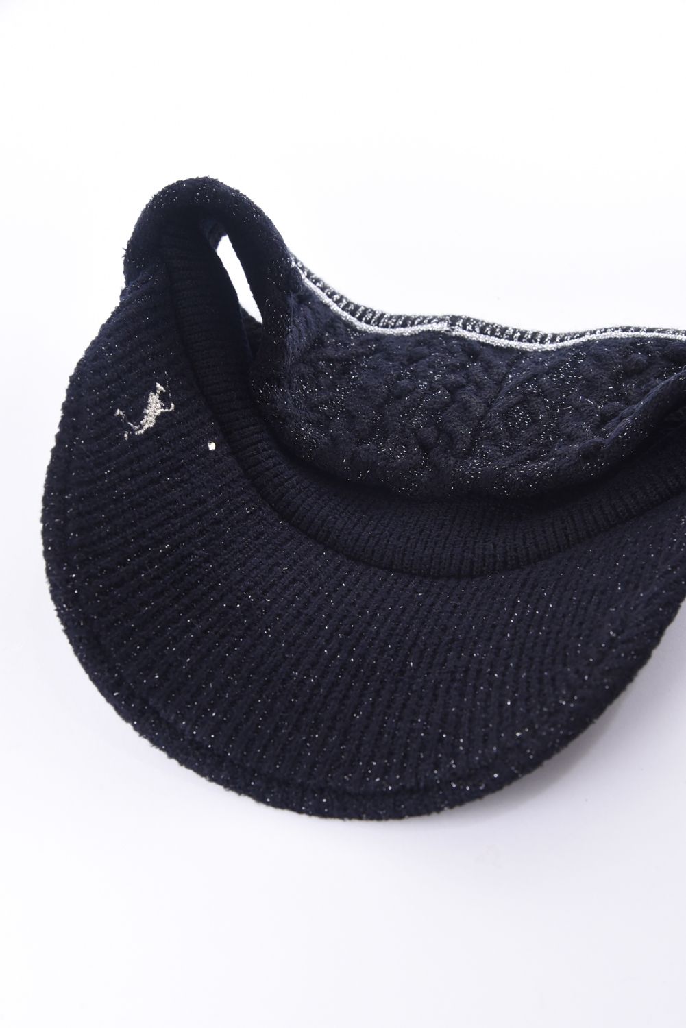 POISE SPARK KNIT VISOR / ラメ糸 ブランドロゴ刺繍 ニットバイザー (ブラック)