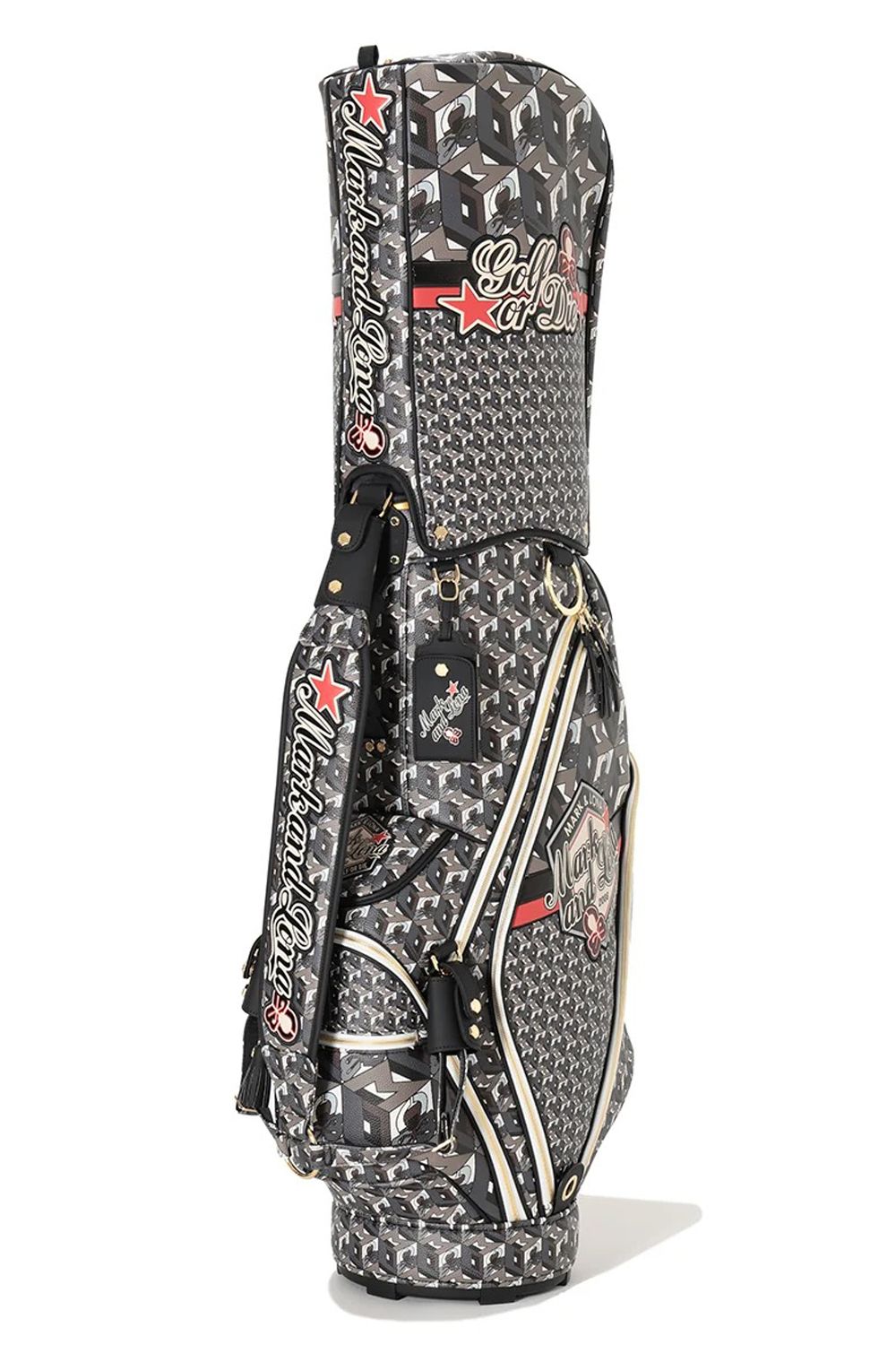 【26AW】 PRISME TOUR CADDIE BAG / 3Dキューブパターン シンセティックレザー カートタイプ キャディバッグ (ブラック)