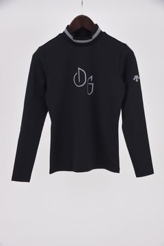 【レディース】 モックネックベアスムース長袖シャツ (ブラック)
