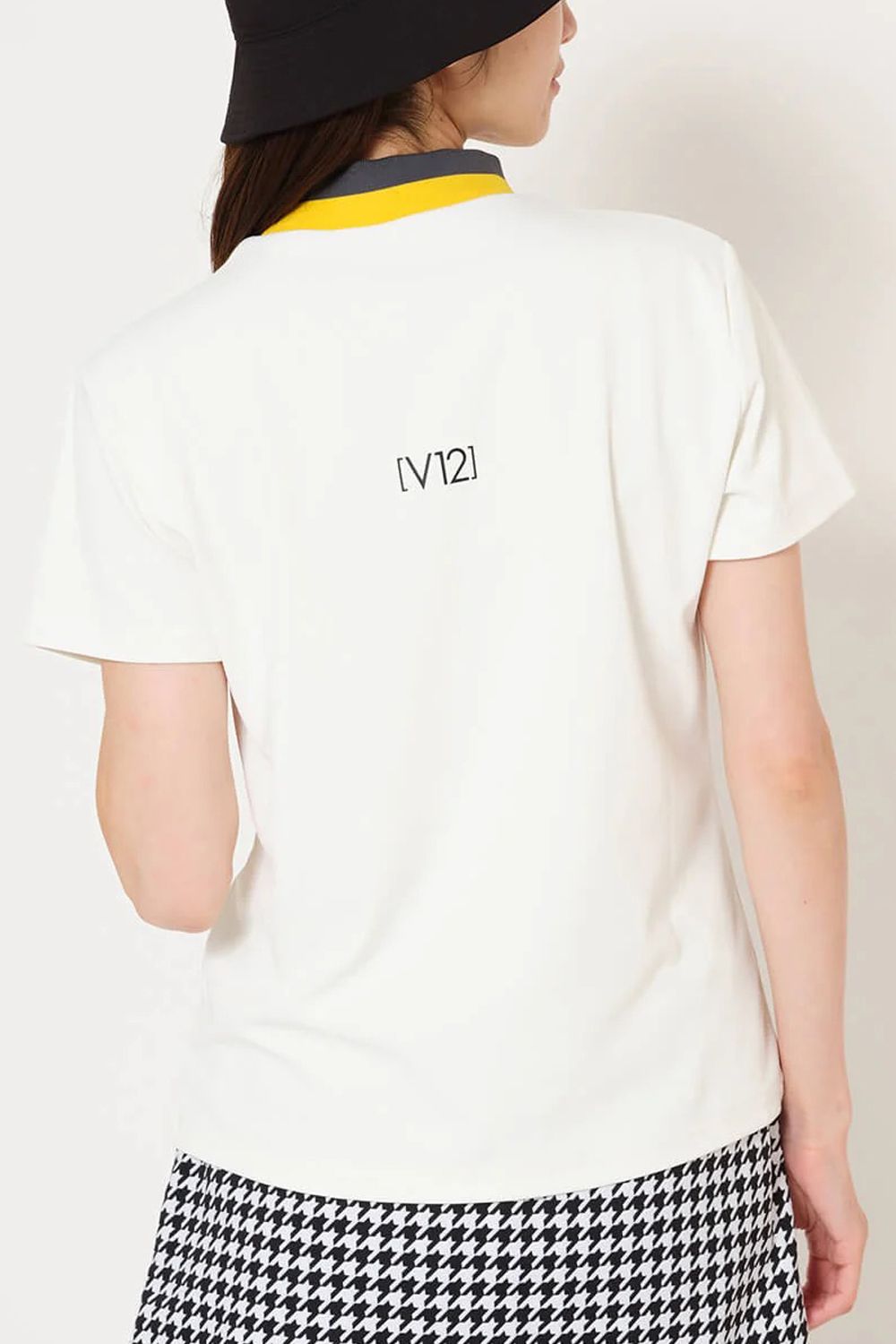 【26SS】【レディース】 ONE HAND MOCK / バイカラージャカード モックネックTシャツ (ホワイト)