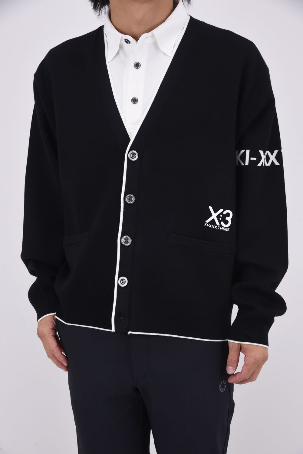 【25AW】 RIB LINE KNIT CARDIGAN / リブ ライン ニット カーディガン (ブラック)