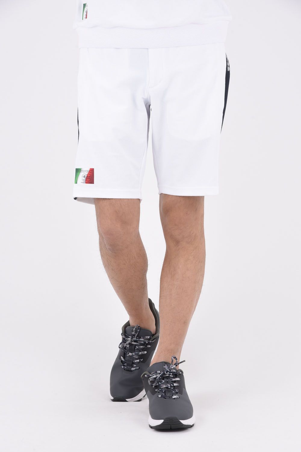 【ABSOLUTE】 CARVICO PANTELLERIA SIDE MESH SHORTS / ロゴ カルビコ ストレッチ ショートパンツ (ホワイト)