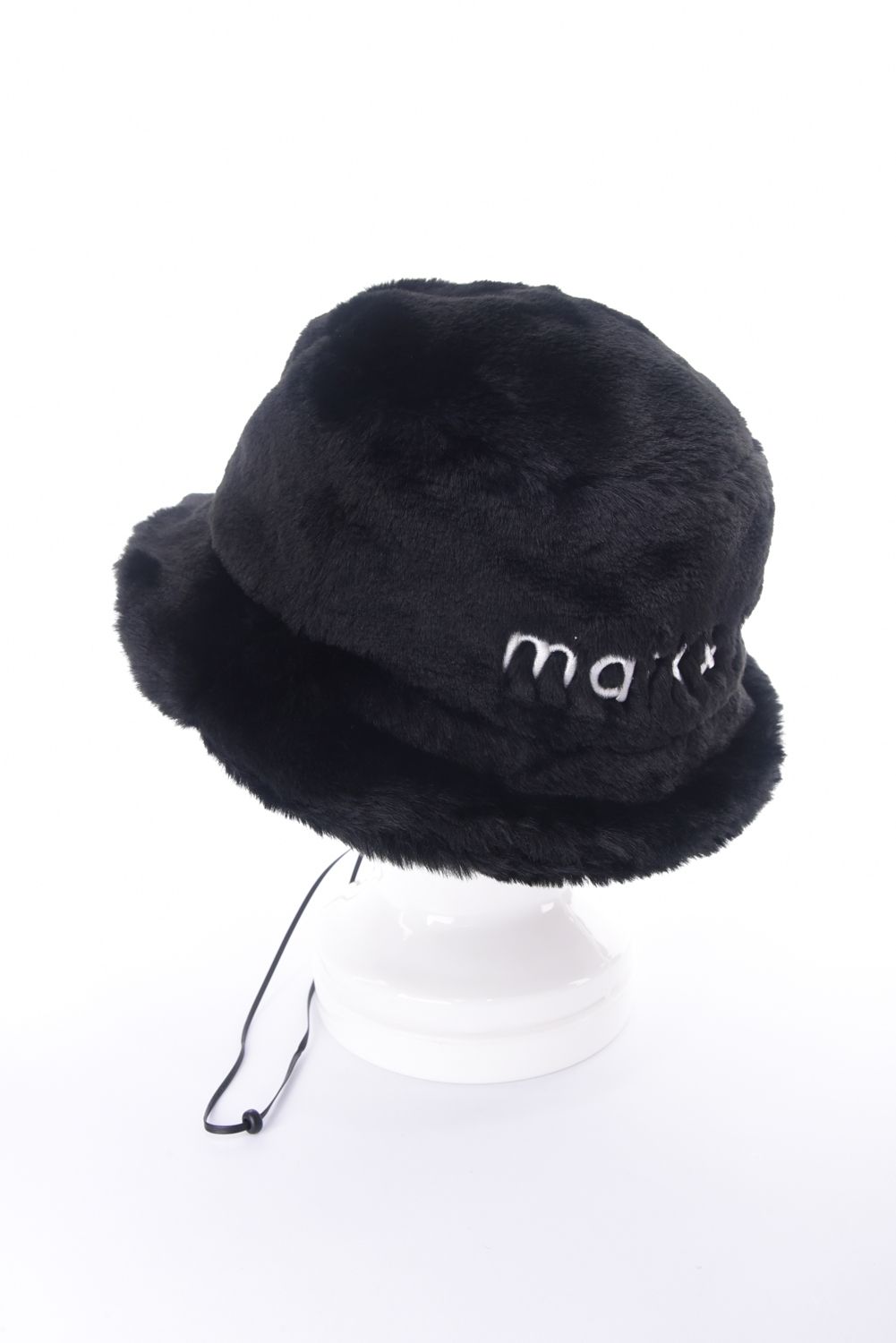 SPECTRA FAUX FUR BUCKET HAT / エコファー ラインストーン スカルワッペン バケットハット (ブラック)