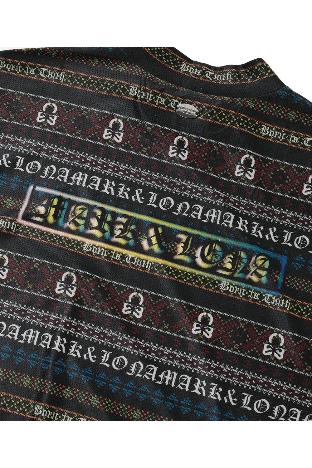 【2026AW 木村拓哉さん着用】 REGALIA CINCH MESH MOCK / オリジナルフェアアイル柄 メッシュ生地 モックネックTシャツ (ブラック)