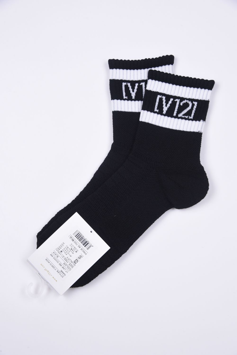 【26SS】【レディース】 VT LINE MID SOCKS WM / ブランドロゴジャカード ライン ミドルソックス (ブラック)