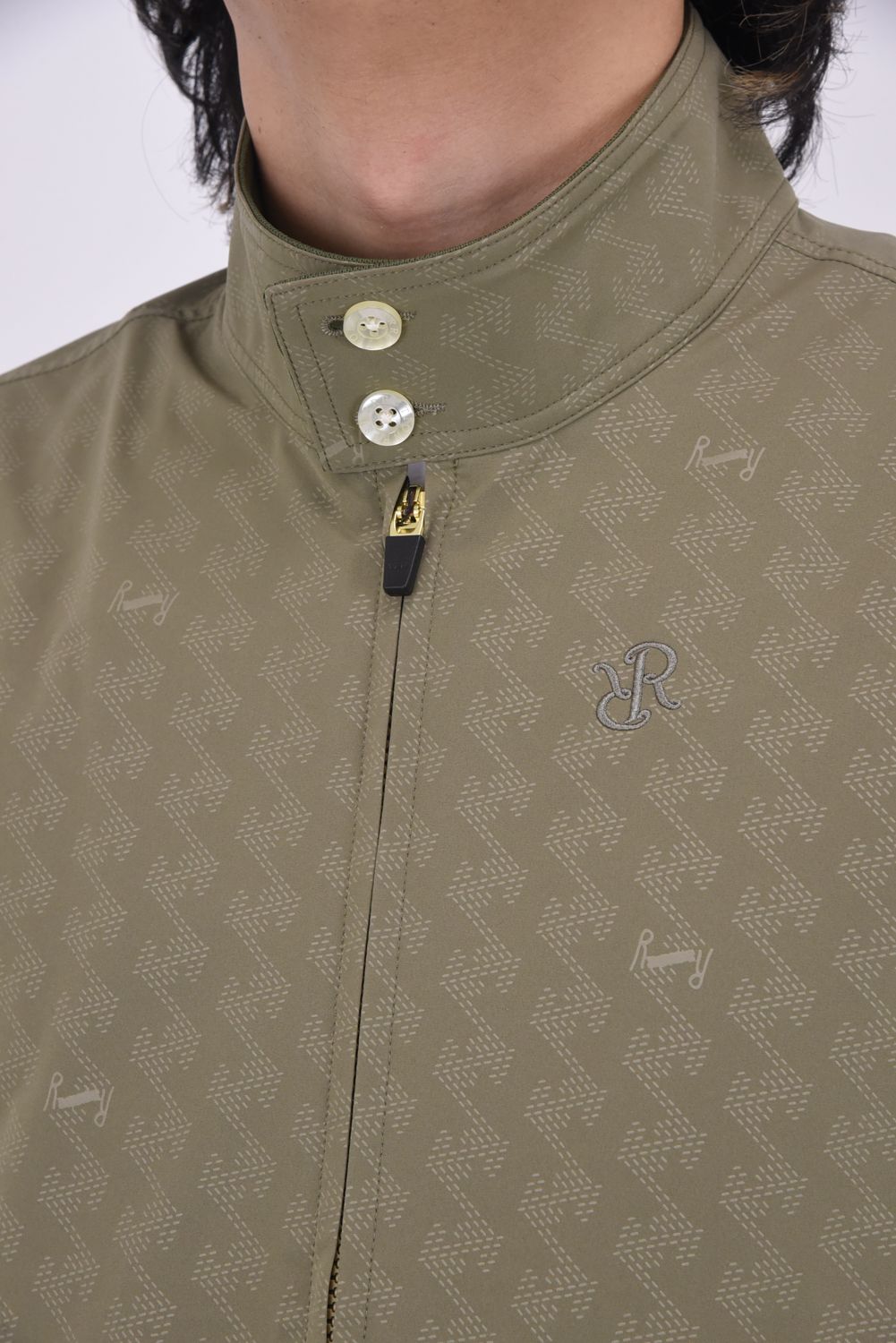 【25SS】GM EMBOSS HARRINGTON JACKET /  オリジナルテキスタイル ハリントンジャケット (カーキ)*