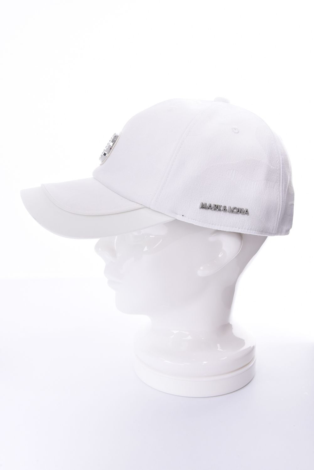 【26SS】 GAUGE CAMO LEATHER TRIM CAP / カモフラージュパターン 異素材切り替え メタルプレート ベースボールキャップ (ホワイト)