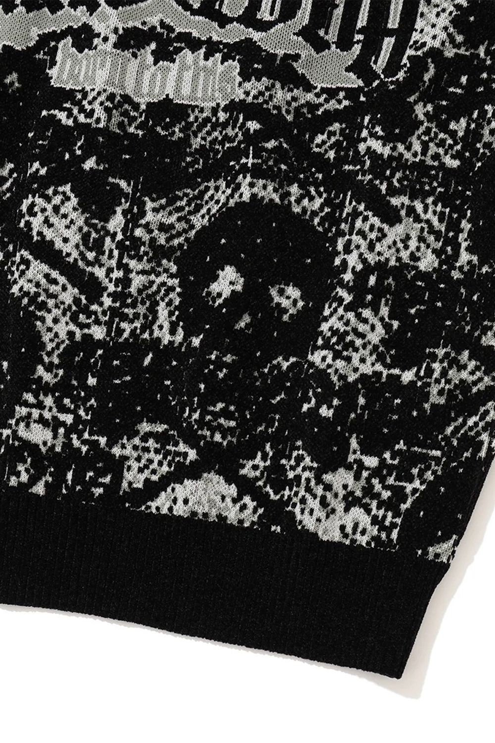 【26AW】 FRACTUR ANATOMIC SKULL JACQUARD VEST / ブラックレター&リアルスカル モールジャガード ニットベスト (ブラック)
