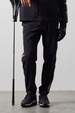WATER REPELLENT PIPING LONGPANTS / 4WAY ストレッチ 撥水素材 ロゴテープ ロングパンツ (ブラック)