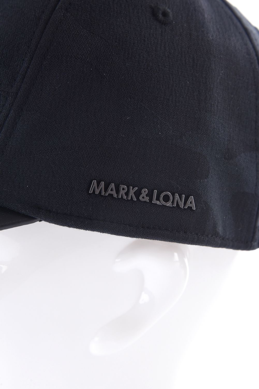 【26SS】 GAUGE CAMO LEATHER TRIM CAP / カモフラージュパターン 異素材切り替え メタルプレート ベースボールキャップ (ブラック)