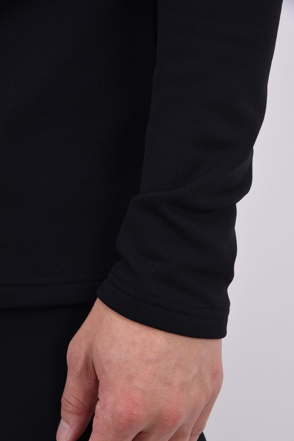 【26AW】 WARM INNER MOCK NECK / 裏起毛 ブランドロゴ刺繍 モックネックシャツ (ブラック)*