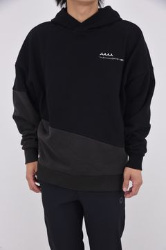 【25AW】【ユニセックス】 BIG PULLOVER HOODIE (MMF) / 夢達 ビッグシルエット バイカラー プルオーバーパーカー (ブラック)
