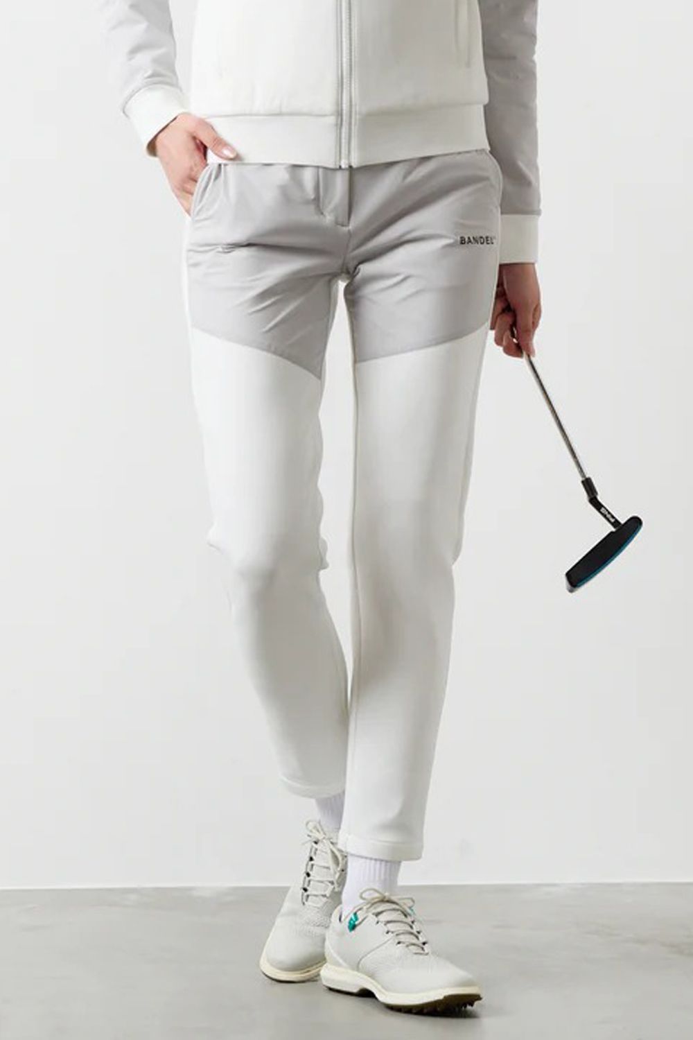 【25AW】【レディース】 FRONT SWITCH TAPERED PANTS / ボンディング素材 ハイブリッドロングパンツ (ホワイト)