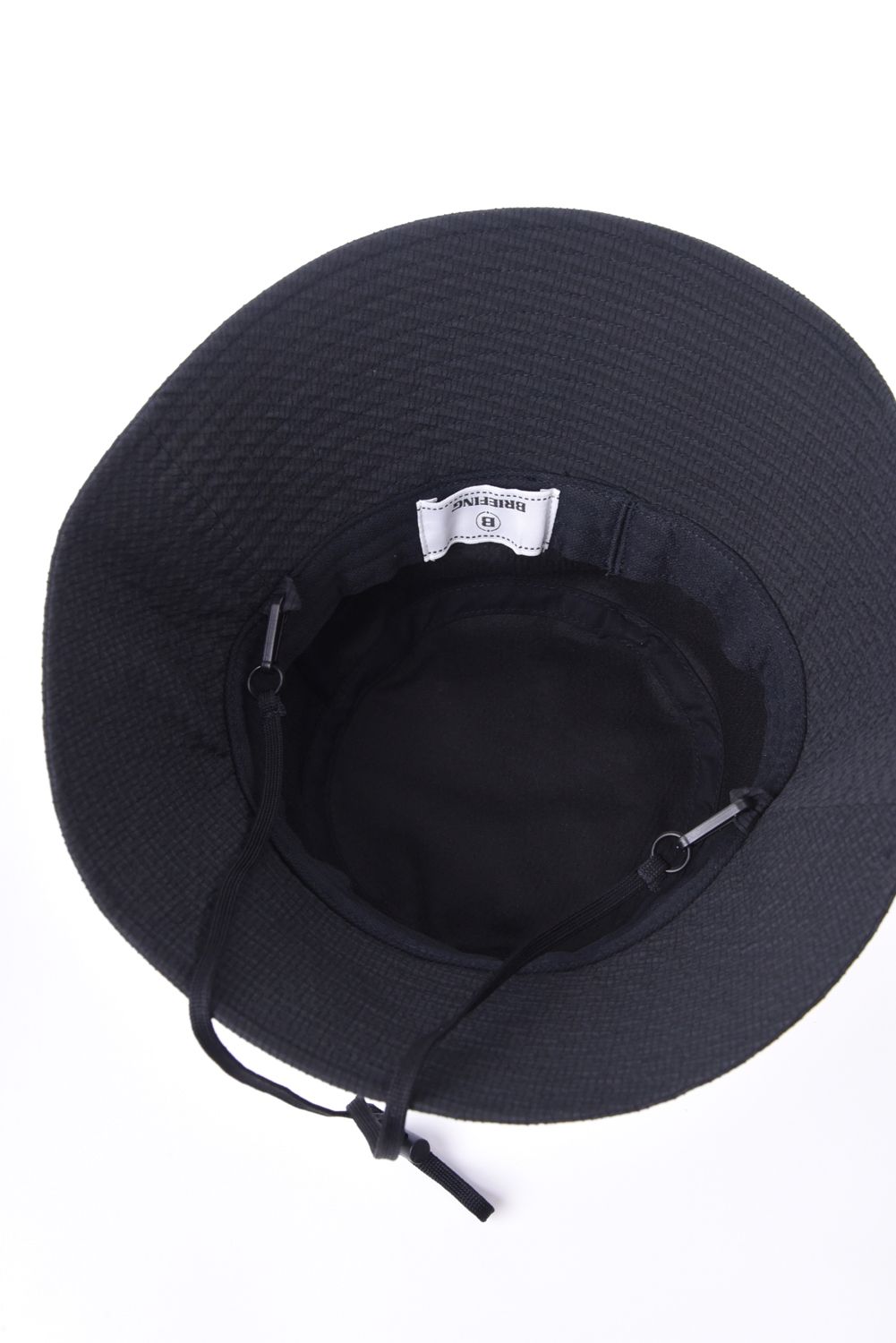 【26SS】【レディース】 WOMEN'S SEERSUCKER CORD STRAP WIDE HAT / シアサッカー コードストラップ付き バケットハット (ブラック)
