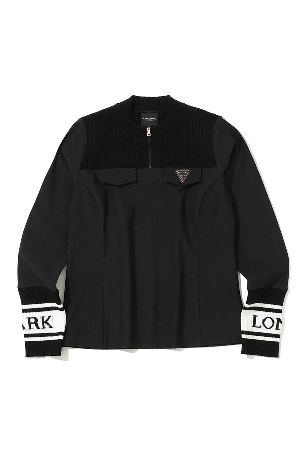 【2025AW】【レディース】【CODE COLLECTION】 HCQT / 異素材切り替え ハーフジップ モックネックインナー (ブラック)