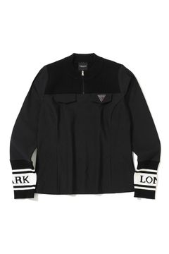 【2025AW】【レディース】【CODE COLLECTION】 HCQT / 異素材切り替え ハーフジップ モックネックインナー (ブラック)