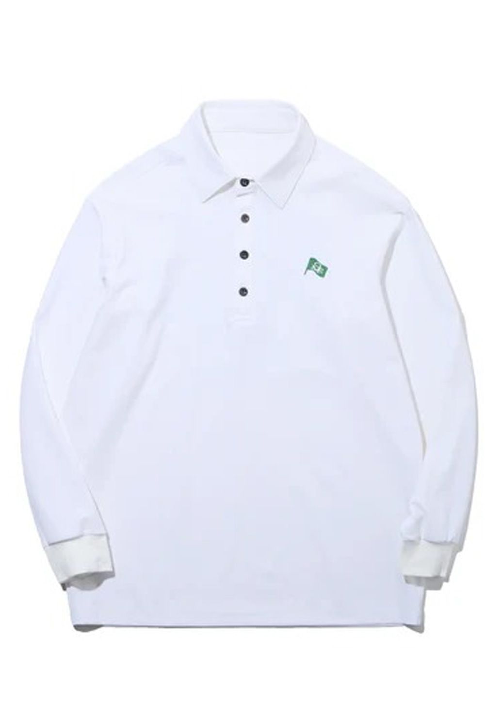 【26AW】 STRETCH KANOKO LONG SLEEVE POLO / ハイゲージカノコ素材 バックプリント 長袖ポロシャツ (ホワイト)